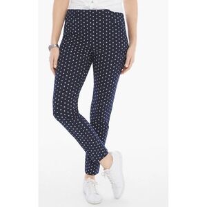 NWT Chicos So Slimming 360‎ Brigitte Slim Leg Pants Black White Mini Print Sz 8R
